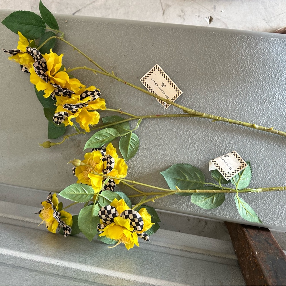 MacKenzie-Childs Faux spray Yellow Checkered Accents - 2 stems